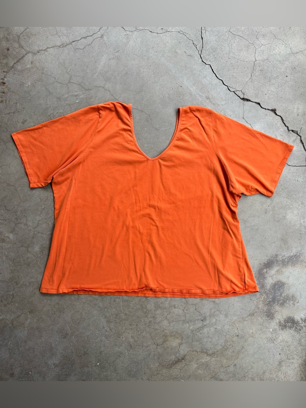 Venezia Jeans Co. Orange Scoop Neck Short Sleeve Top Plus Size 26/28 Y2K